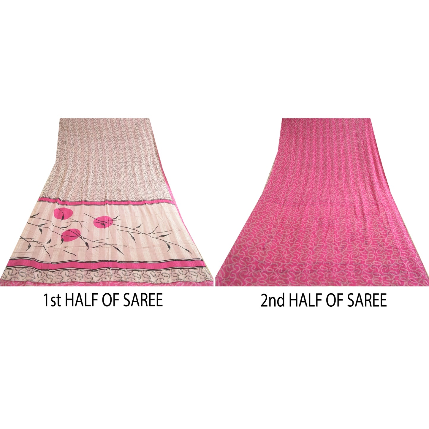 Sanskriti Vintage Sarees Pink Pure Georgette Silk Print Woven Sari Craft Sustainable Fabric