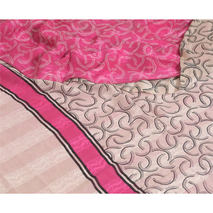 Sanskriti Vintage Sarees Pink Pure Georgette Silk Print Woven Sari Craft Sustainable Fabric