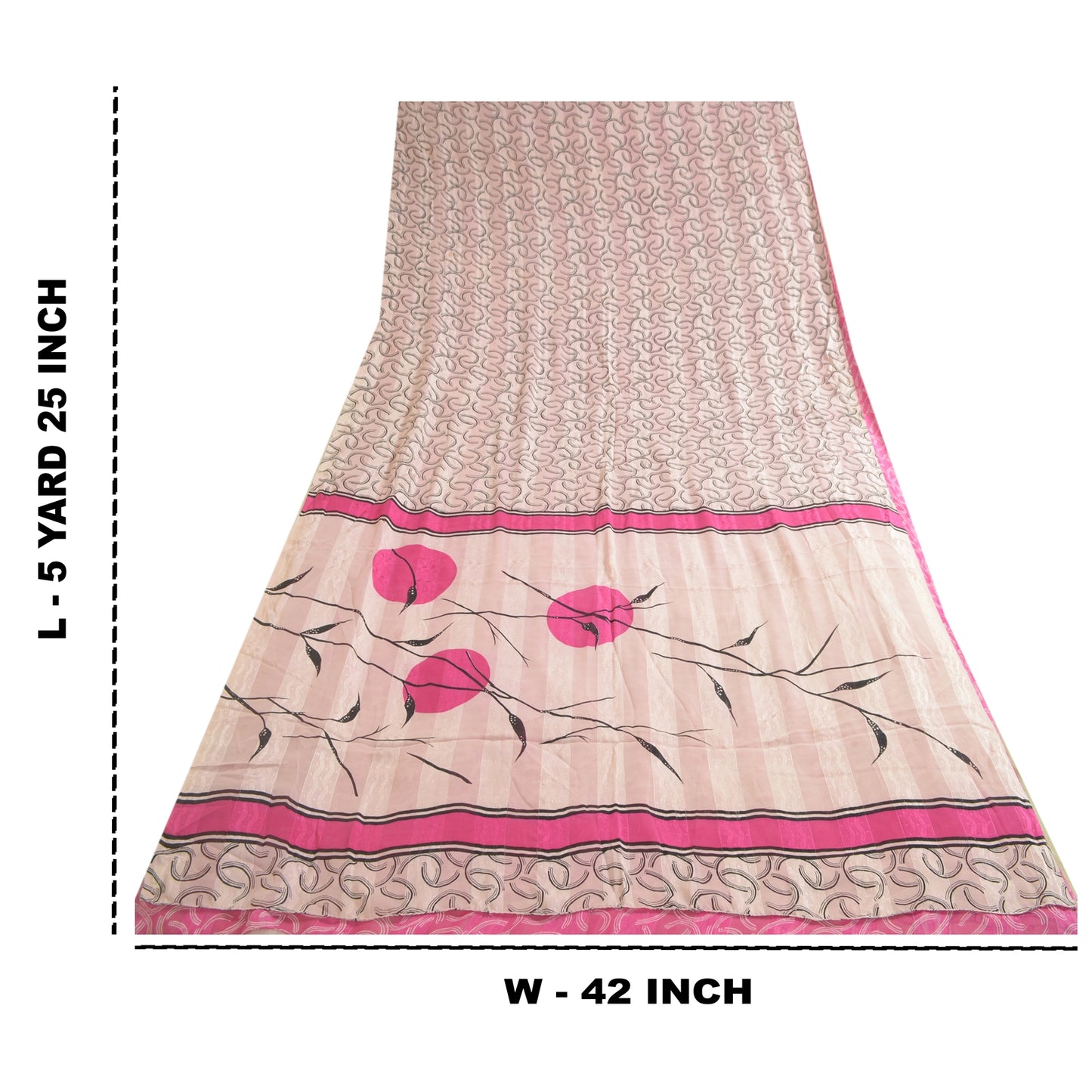 Sanskriti Vintage Sarees Pink Pure Georgette Silk Print Woven Sari Craft Sustainable Fabric