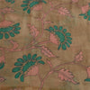 Sanskriti Vintage Sarees Brown/Green Pure Georgette Silk Print Sari Craft Sustainable Fabric