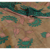 Sanskriti Vintage Sarees Brown/Green Pure Georgette Silk Print Sari Craft Sustainable Fabric