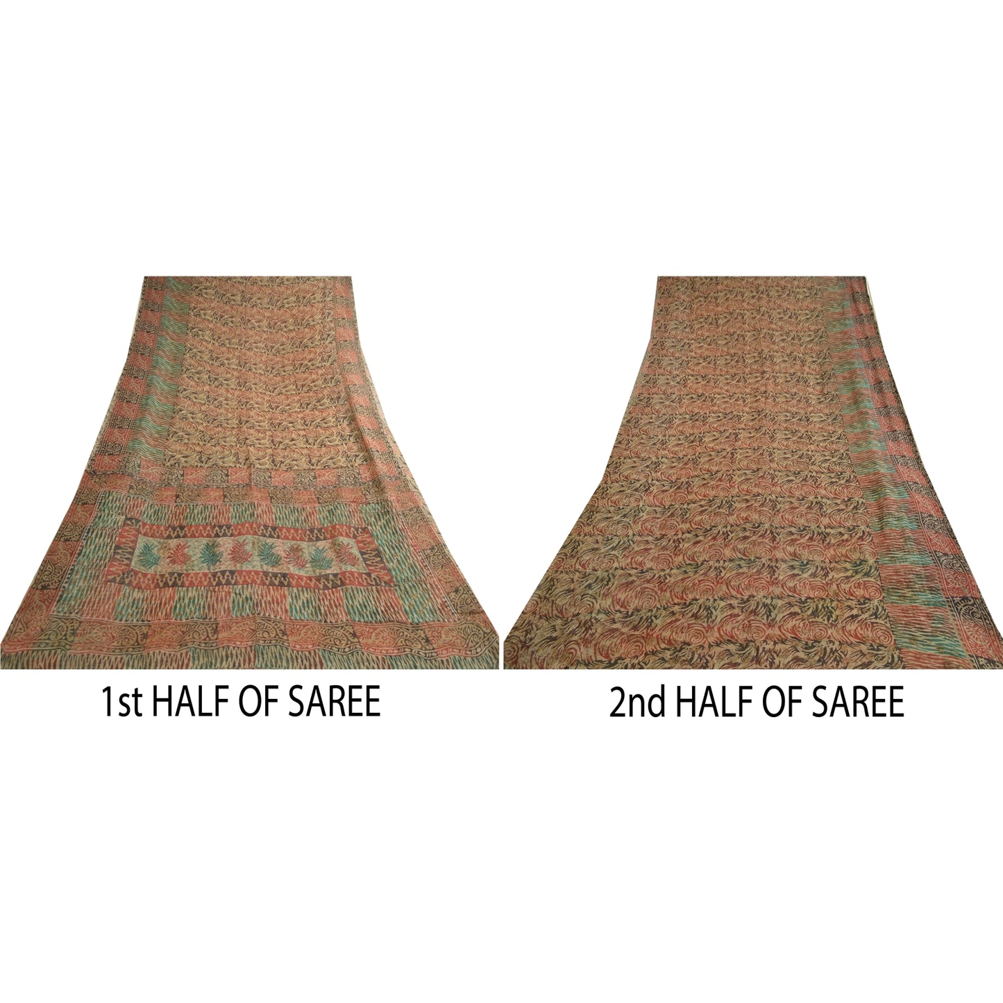 Sanskriti Vintage Sarees Multi Pure Georgette Silk Printed Sari 5yd Craft Sustainable Fabric