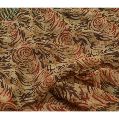 Sanskriti Vintage Sarees Multi Pure Georgette Silk Printed Sari 5yd Craft Sustainable Fabric