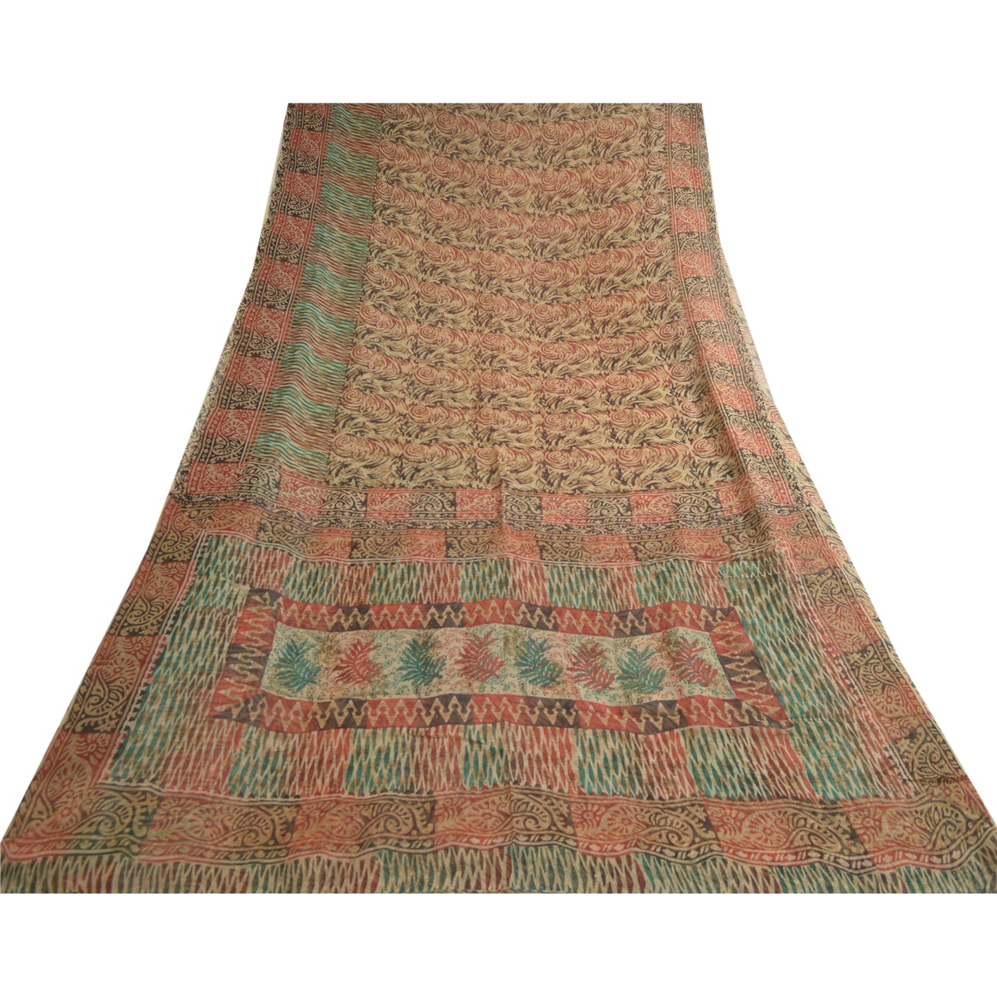 Sanskriti Vintage Sarees Multi Pure Georgette Silk Printed Sari 5yd Craft Sustainable Fabric