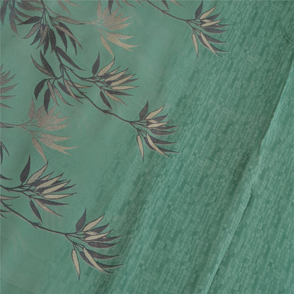 Sanskriti Vintage Sarees Green Pure Georgette Silk Printed Sari 6yd Craft Sustainable Fabric