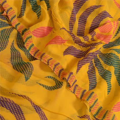 Sanskriti Vintage Sarees Indian Yellow Blend Georgette Printed Sari Craft Sustainable Fabric