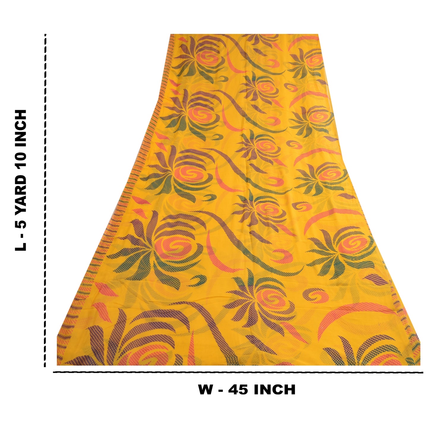 Sanskriti Vintage Sarees Indian Yellow Blend Georgette Printed Sari Craft Sustainable Fabric