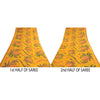 Sanskriti Vintage Sarees Indian Yellow Blend Georgette Printed Sari Craft Sustainable Fabric