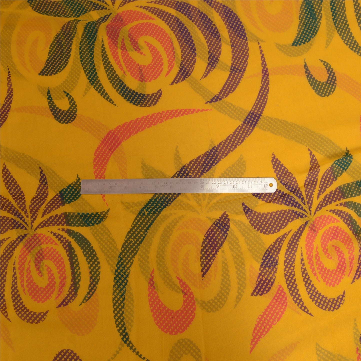 Sanskriti Vintage Sarees Indian Yellow Blend Georgette Printed Sari Craft Sustainable Fabric