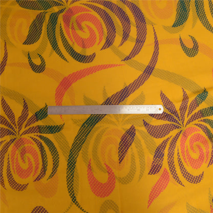 Sanskriti Vintage Sarees Indian Yellow Blend Georgette Printed Sari Craft Sustainable Fabric