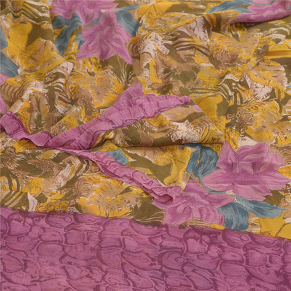 Sanskriti Vintage Sarees Multicolor Pure Georgette Silk Print Sari Craft Sustainable Fabric