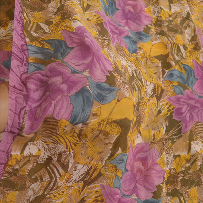 Sanskriti Vintage Sarees Multicolor Pure Georgette Silk Print Sari Craft Sustainable Fabric