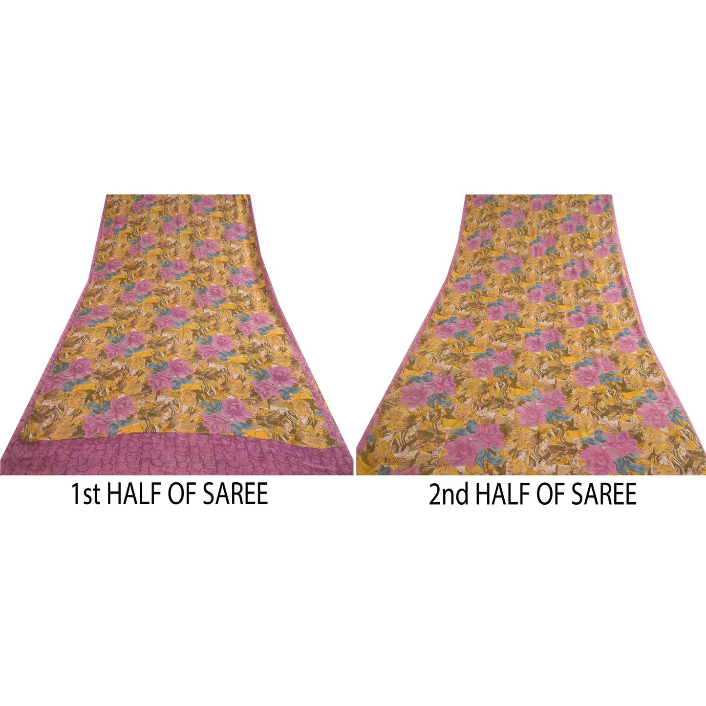 Sanskriti Vintage Sarees Multicolor Pure Georgette Silk Print Sari Craft Sustainable Fabric