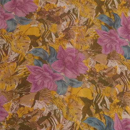 Sanskriti Vintage Sarees Multicolor Pure Georgette Silk Print Sari Craft Sustainable Fabric
