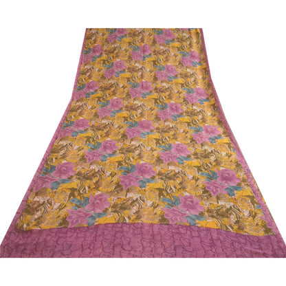 Sanskriti Vintage Sarees Multicolor Pure Georgette Silk Print Sari Craft Sustainable Fabric