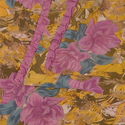 Sanskriti Vintage Sarees Multicolor Pure Georgette Silk Print Sari Craft Sustainable Fabric