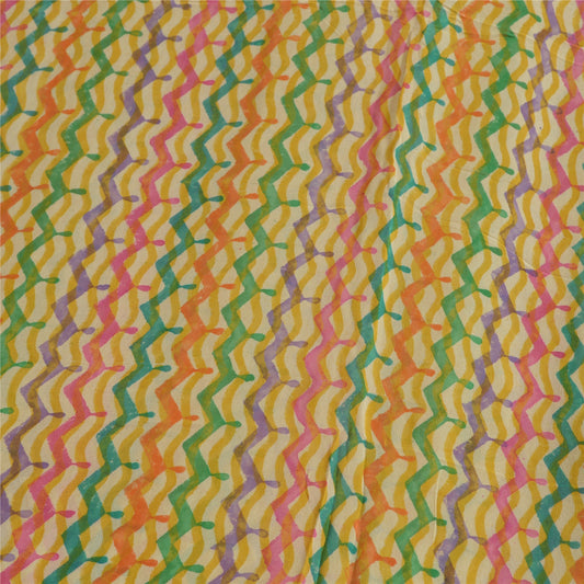 Sanskriti Vintage Sarees Multicolor Pure Georgette Silk Print Sari Craft Sustainable Fabric