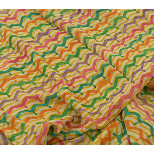 Sanskriti Vintage Sarees Multicolor Pure Georgette Silk Print Sari Craft Sustainable Fabric