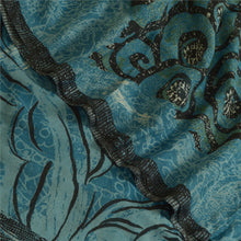 Load image into Gallery viewer, Sanskriti Vintage Sarees Black/Blue Pure Chiffon Silk Printed Sari Craft Fabric
