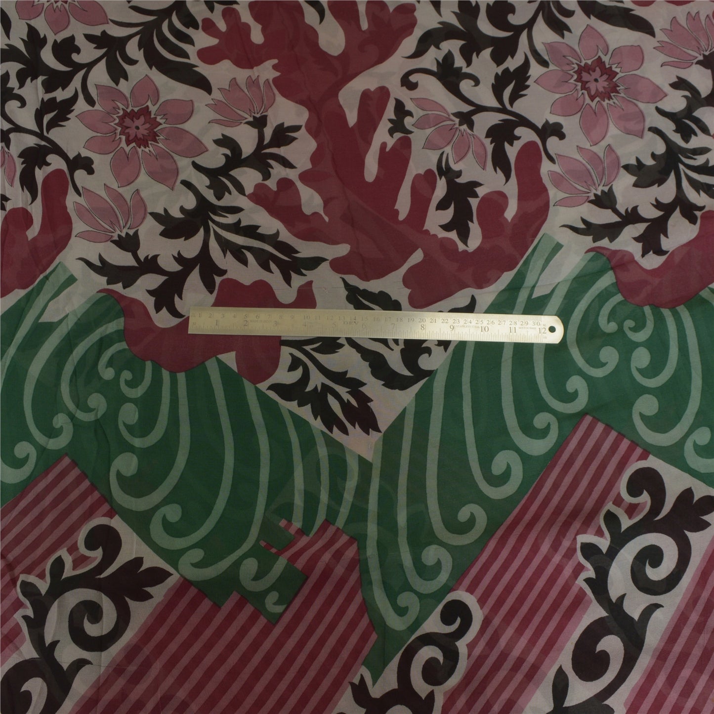 Sanskriti Vintage Sarees Multi Pure Georgette Silk Printed Sari 5yd Craft Sustainable Fabric