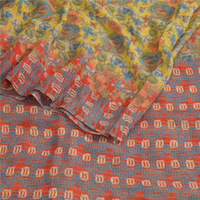 Load image into Gallery viewer, Sanskriti Vintage Sarees Yellow Pure Chiffon Silk Printed Sari Soft Craft Fabric

