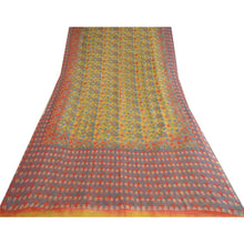 Load image into Gallery viewer, Sanskriti Vintage Sarees Yellow Pure Chiffon Silk Printed Sari Soft Craft Fabric
