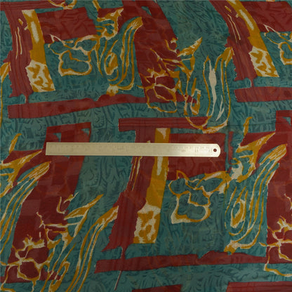 Sanskriti Vintage Sarees Blue 100% Pure Georgette Silk Printed Sari Craft Sustainable Fabric