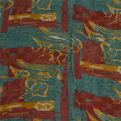 Sanskriti Vintage Sarees Blue 100% Pure Georgette Silk Printed Sari Craft Sustainable Fabric