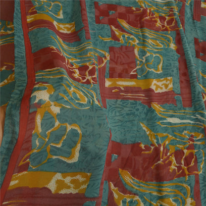 Sanskriti Vintage Sarees Blue 100% Pure Georgette Silk Printed Sari Craft Sustainable Fabric