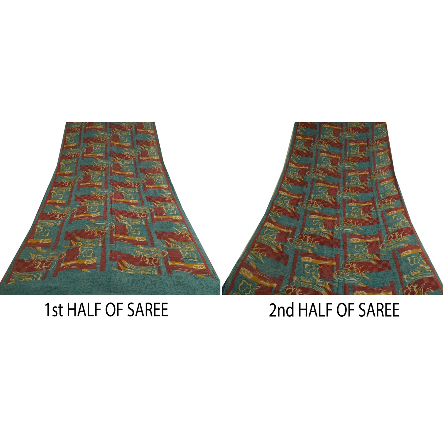 Sanskriti Vintage Sarees Blue 100% Pure Georgette Silk Printed Sari Craft Sustainable Fabric