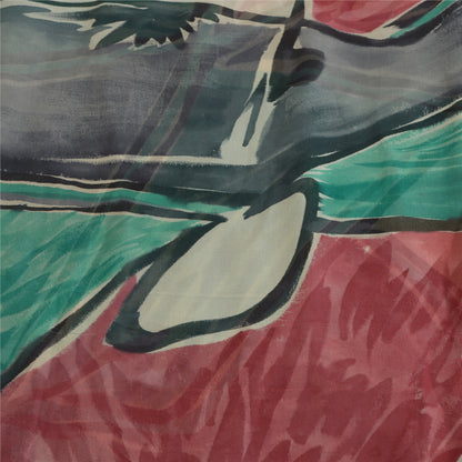 Sanskriti Vintage Sarees Pure Georgette Silk Embroiderd Patch Print Sari Sustainable Fabric