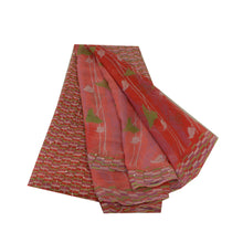 Load image into Gallery viewer, Sanskriti Vintage Sarees Red/Pink Handbead Pure Chiffon Silk Printed Sari Fabric
