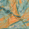 Sanskriti Vintage Sarees Orange/Blue Pure Georgette Silk Print Sari Craft Sustainable Fabric