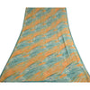 Sanskriti Vintage Sarees Orange/Blue Pure Georgette Silk Print Sari Craft Sustainable Fabric