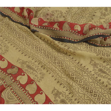 Load image into Gallery viewer, Sanskriti Vintage Sarees Cream/Red Pure Chiffon Silk Printed Sari Craft Fabric
