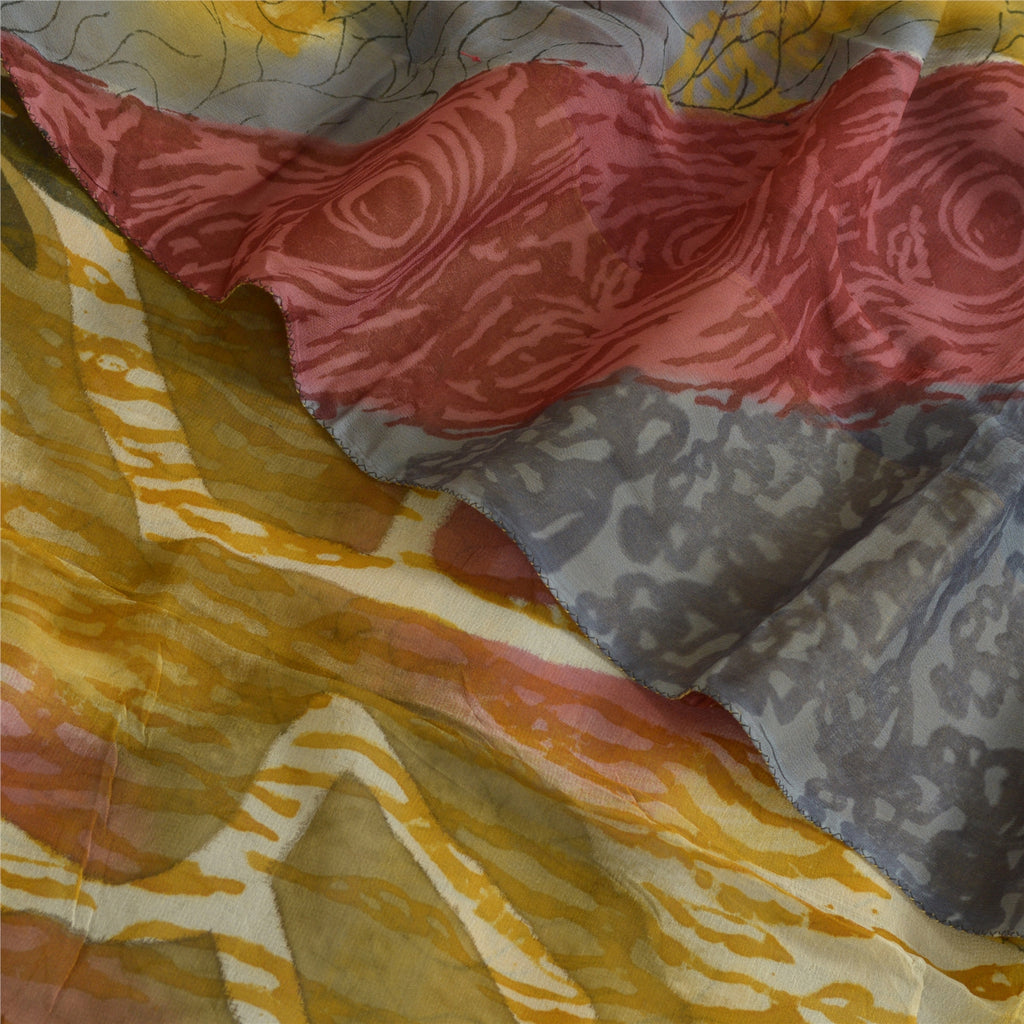 Sanskriti Vintage Sarees Multi Blend Georgette Printed Sari Floral Craft Sustainable Fabric