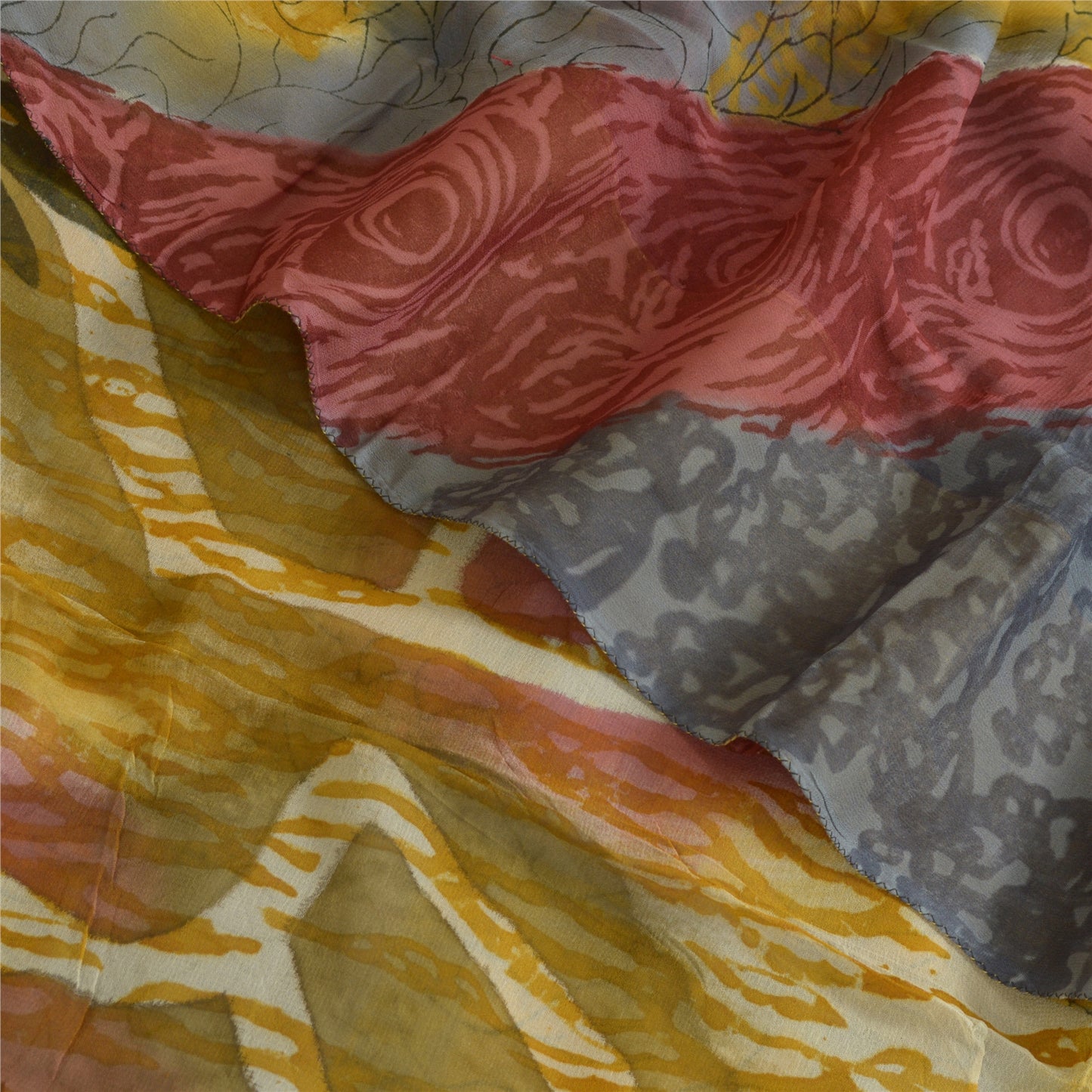 Sanskriti Vintage Sarees Multi Blend Georgette Printed Sari Floral Craft Sustainable Fabric