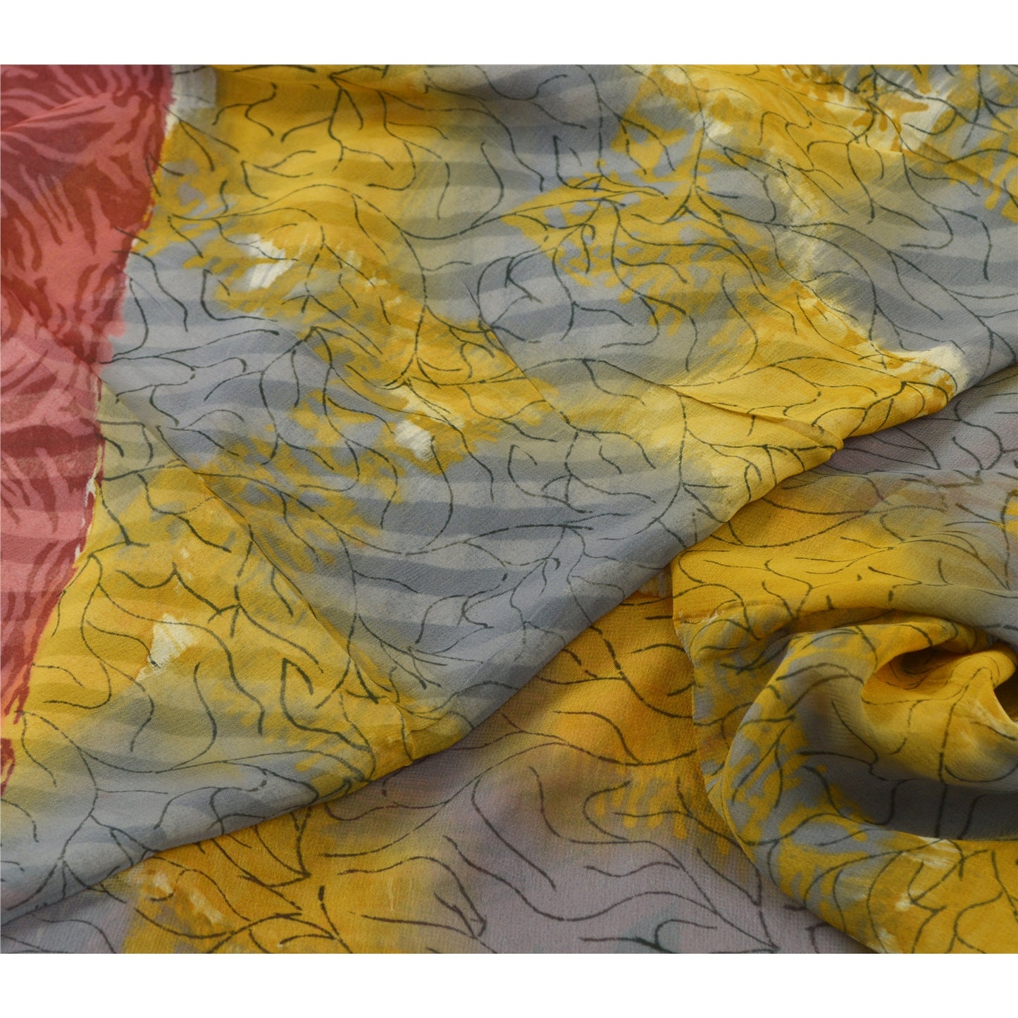 Sanskriti Vintage Sarees Multi Blend Georgette Printed Sari Floral Craft Sustainable Fabric