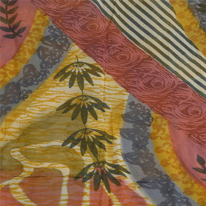 Sanskriti Vintage Sarees Multi Blend Georgette Printed Sari Floral Craft Sustainable Fabric