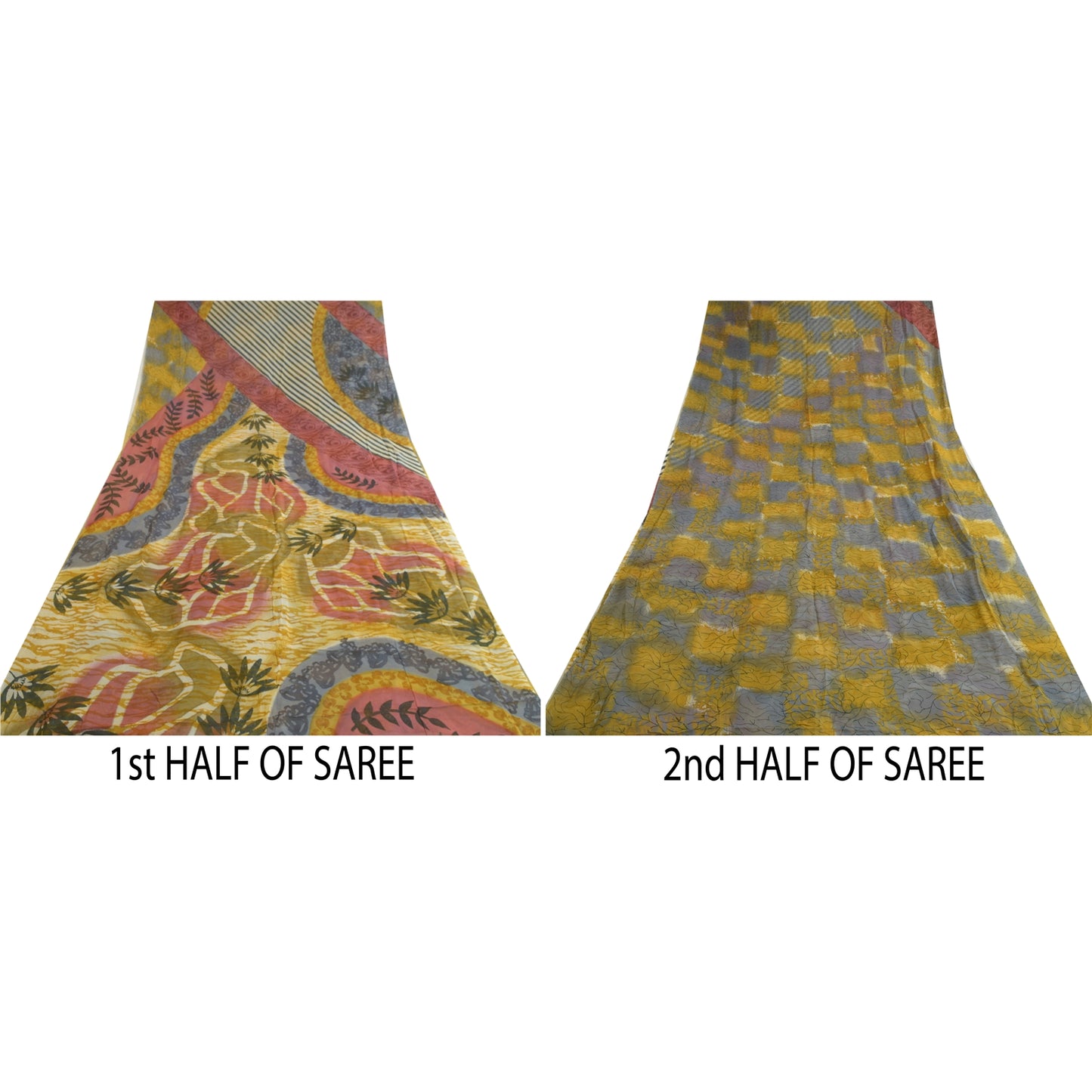 Sanskriti Vintage Sarees Multi Blend Georgette Printed Sari Floral Craft Sustainable Fabric