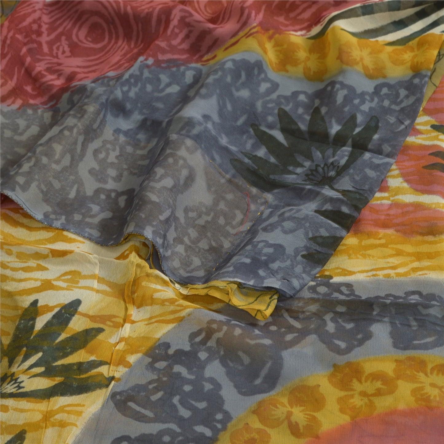 Sanskriti Vintage Sarees Multi Blend Georgette Printed Sari Floral Craft Sustainable Fabric