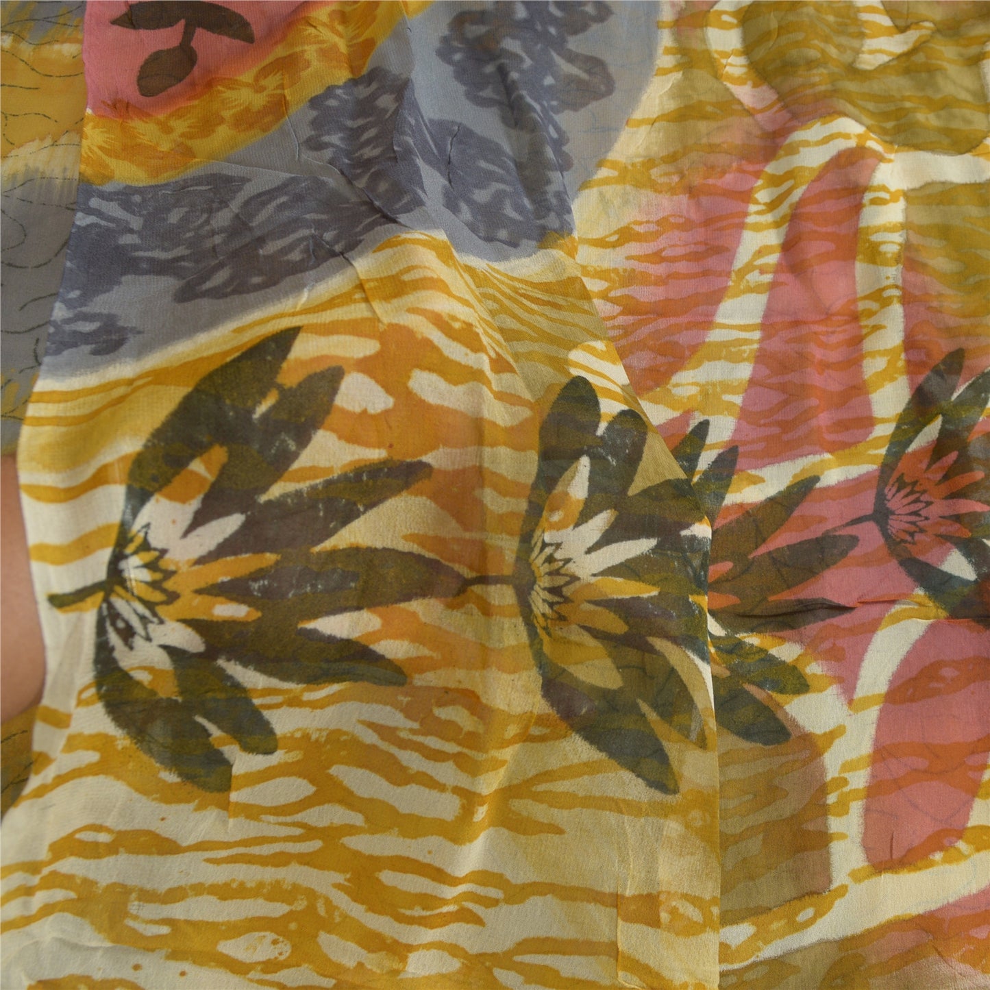 Sanskriti Vintage Sarees Multi Blend Georgette Printed Sari Floral Craft Sustainable Fabric