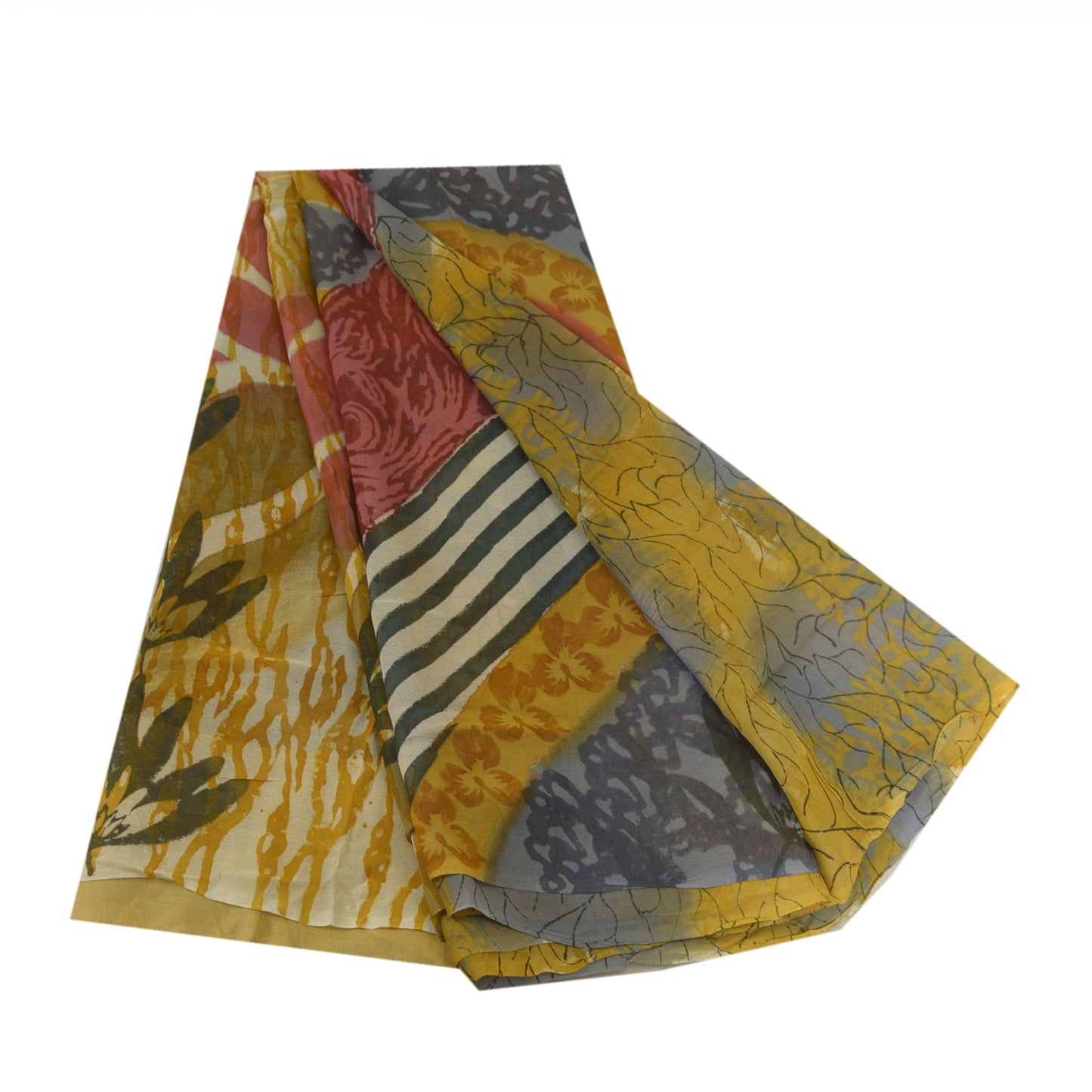 Sanskriti Vintage Sarees Multi Blend Georgette Printed Sari Floral Craft Sustainable Fabric