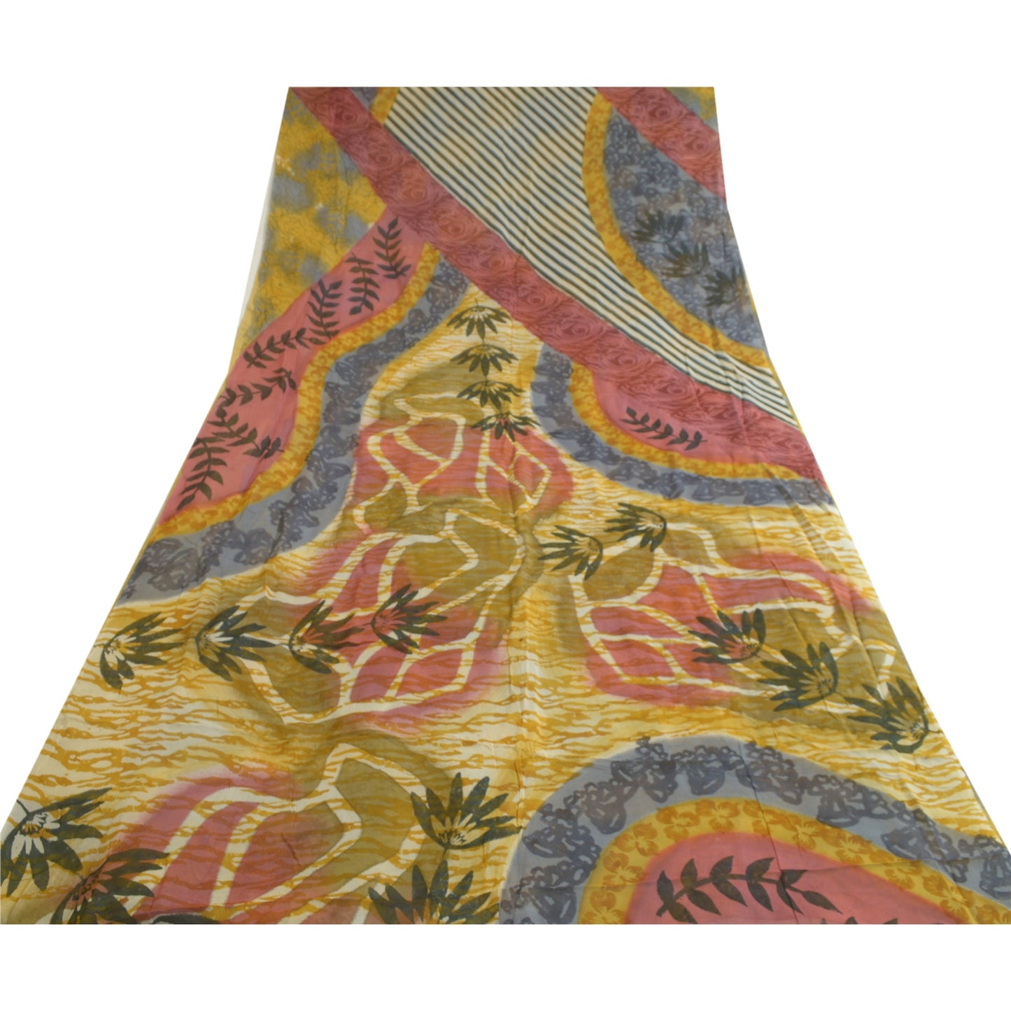 Sanskriti Vintage Sarees Multi Blend Georgette Printed Sari Floral Craft Sustainable Fabric