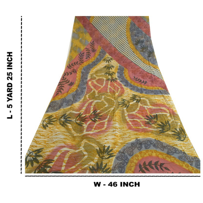 Sanskriti Vintage Sarees Multi Blend Georgette Printed Sari Floral Craft Sustainable Fabric