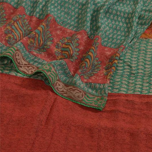 Sanskriti Vintage Sarees Hand Block Print Embroidered Pure Georgette Sari Sustainable Fabric