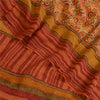 Sanskriti Vintage Sarees Orange Hand Block Printed Pure Georgette Sari Sustainable Fabric
