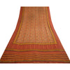 Sanskriti Vintage Sarees Orange Hand Block Printed Pure Georgette Sari Sustainable Fabric