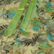Load image into Gallery viewer, Sanskriti Vintage Sarees Cream Blend Chiffon Printed Sari Floral Craft Fabric
