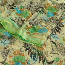 Load image into Gallery viewer, Sanskriti Vintage Sarees Cream Blend Chiffon Printed Sari Floral Craft Fabric
